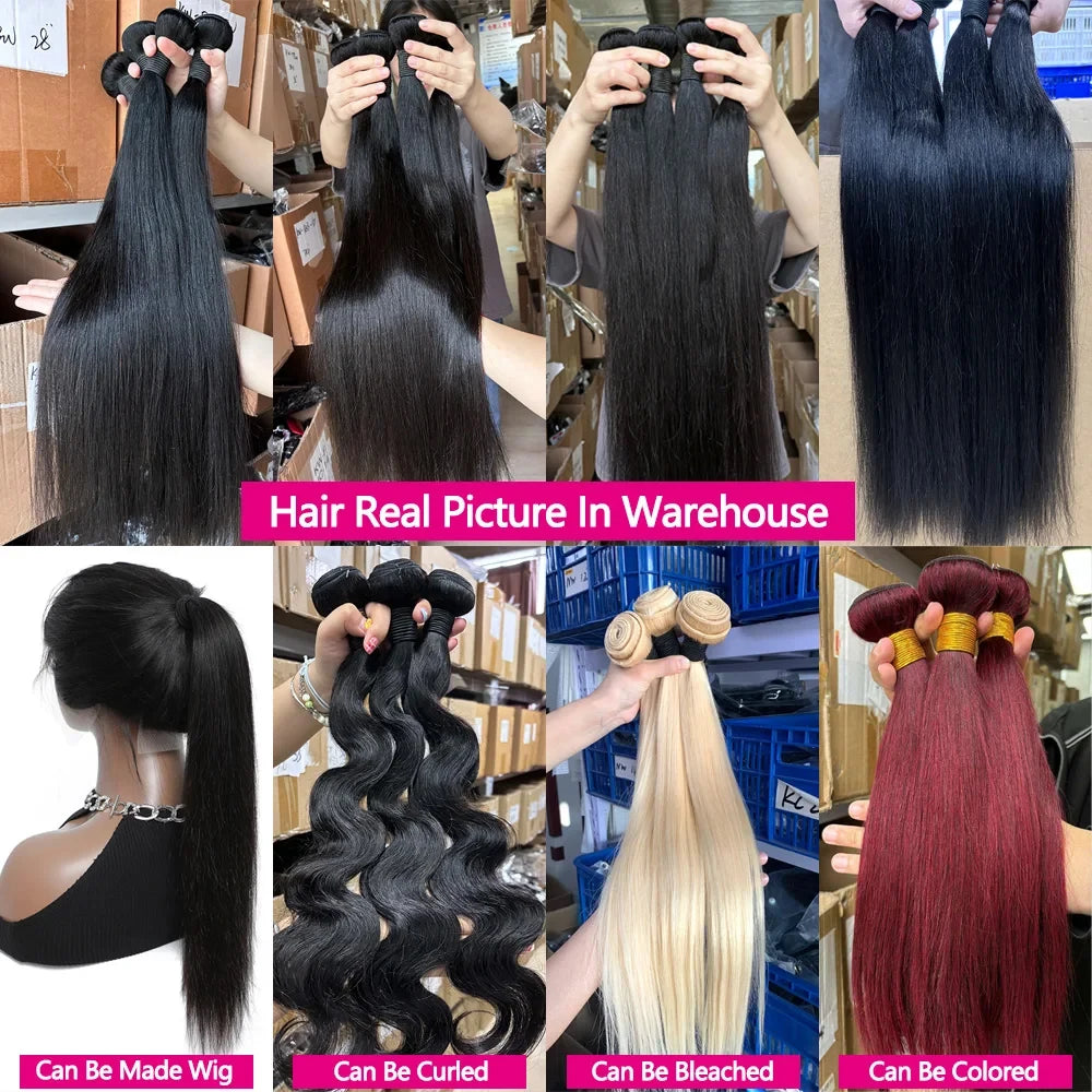 Straight Human Hair Bundles With A Closure Human Hair 24 Inch Transaprent Lace 4x4 5x5 2x6 Hd Lace Closure 3-5 Workdays Delivery