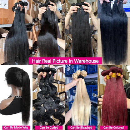 Straight Human Hair Bundles With A Closure Human Hair 24 Inch Transaprent Lace 4x4 5x5 2x6 Hd Lace Closure 3-5 Workdays Delivery