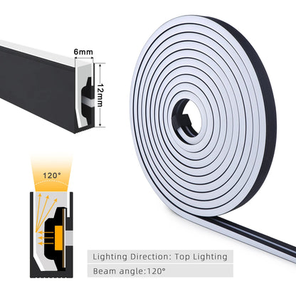 24V High Power Black Neon LED Strip Light 120leds/M Silica Gel Tube LED Lights Tape Bedroom Wall Kitchen Cabinet Backlighting