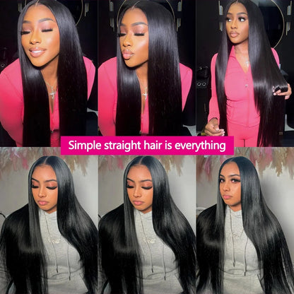Straight Human Hair Bundles With A Closure Human Hair 24 Inch Transaprent Lace 4x4 5x5 2x6 Hd Lace Closure 3-5 Workdays Delivery