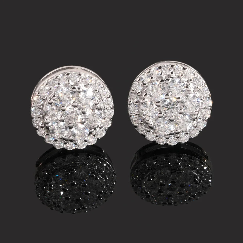 BXINY GRA Certified Full Moissanite Earrings 100% S925 Silver 18K Gold Plated Round Ear Studs for Women Men Hiphop Gifts Jewelry