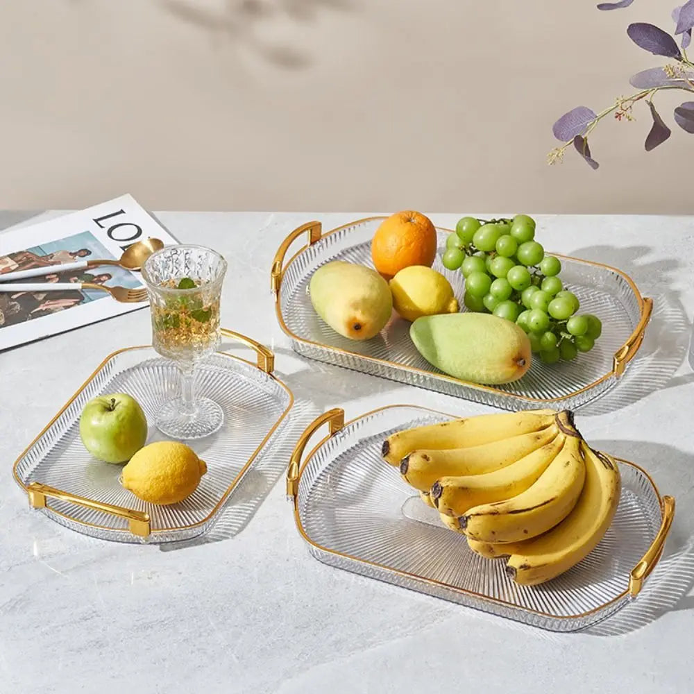 1Pcs Desk Organizer Serving Tray For Kitchen Home Dining Room Bedroom Office Makeup Tray Fruit Tray with Handles Multipurpose