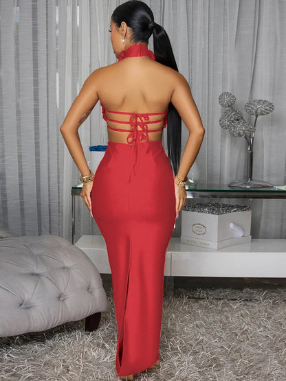 Beyprern Beautiful Off Shoulder 3D Flowers Bandage Maxi Dress For Women Glam Backless Fitted Party Dresses Gown Brithday Outfits