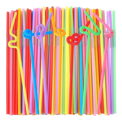 50-1000Pcs Foldable Multicolor Drinking Straws Beverage Straw Pajitas Plastique Juice Bar Party Wedding Kitchen Home Accessories