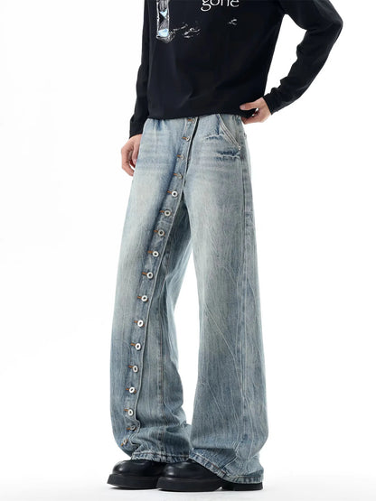 Men's Baggy Jeans Unisex Y2K Trendy Casual Wide Leg Denim Pants High Street Oversize Trousers American Style Streetwear Fashion