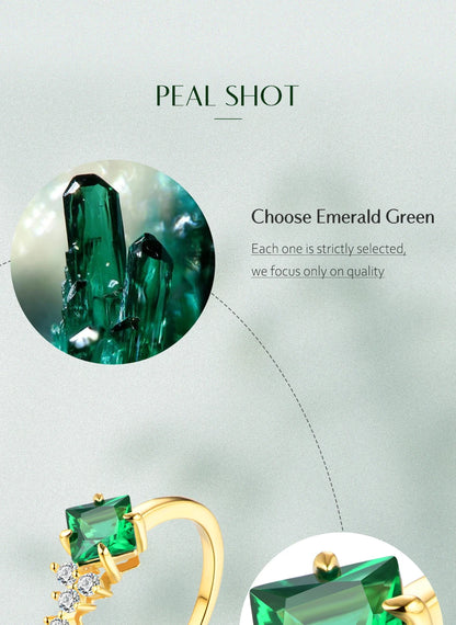 ATTAGEMS 925 Sterling Silver 18K Gold Plated Emerald Engagement Ring Wedding Bands Fine Jewelry Wholesale Drop Shipping