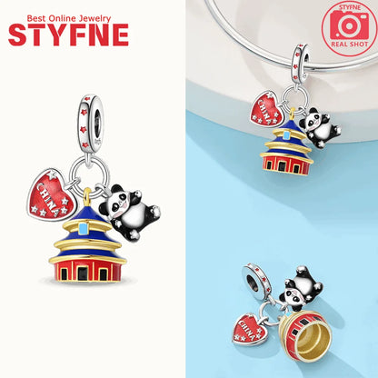 New 925 Silver Charms Greek Temple Paris Tower London Big Ben Beads Pendant Fit Original Bracelet DIY Cultural Fine Jewelry Gift