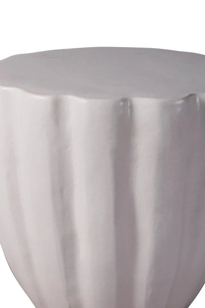 Scallop Ceramic Patio Armless Stool