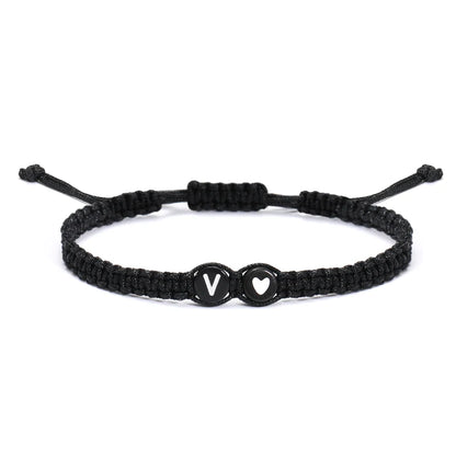 26 Letters Initial Heart Bracelets Handmade Adjustable A-Z Name Braided Bracelets For Women Men Friendship Jewelry