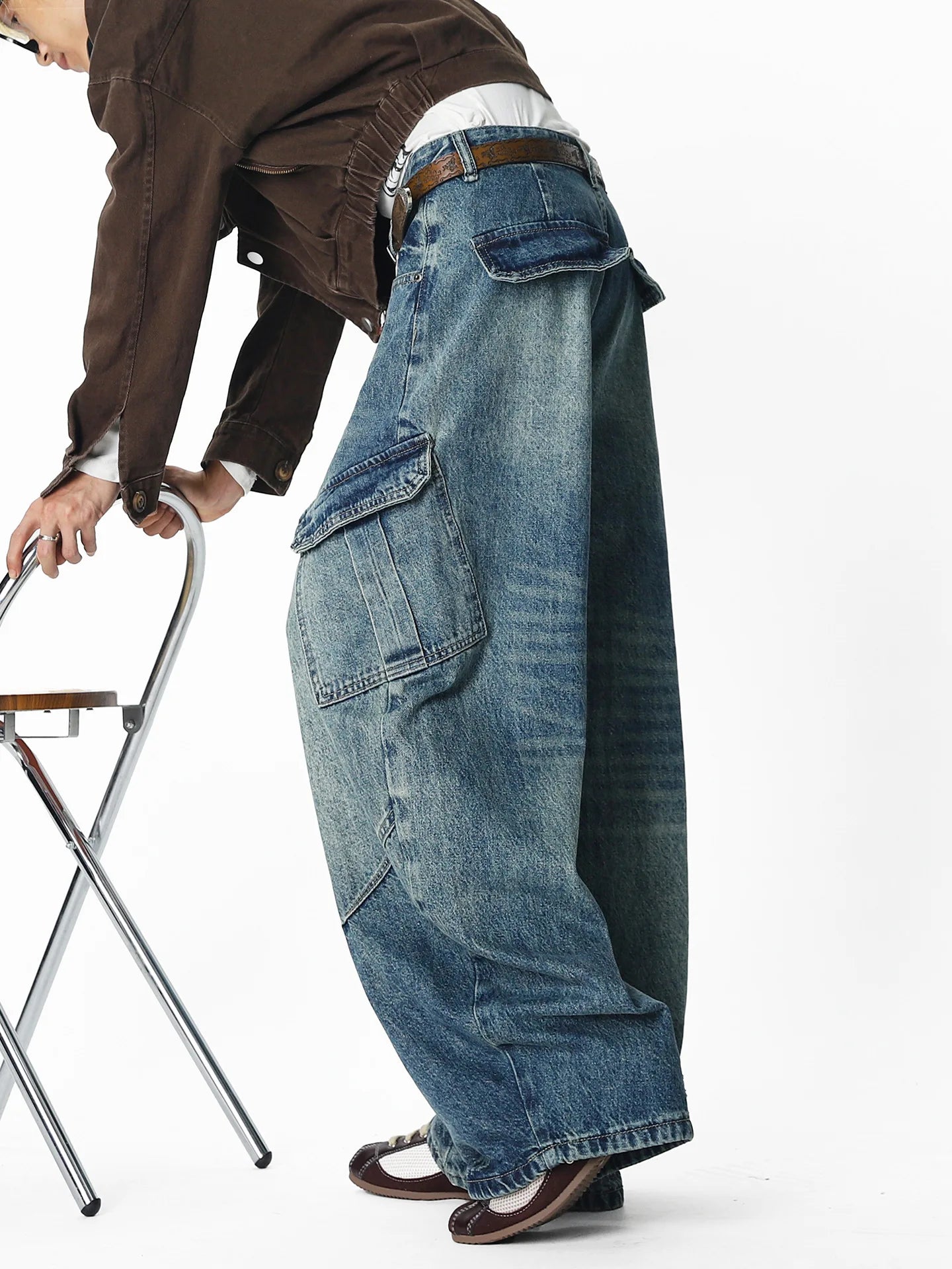 Men's Baggy Jeans Unisex Y2K Trendy Casual Wide Leg Denim Pants High Street Oversize Trousers American Style Streetwear Fashion