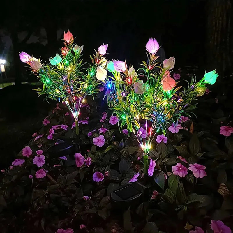 LED Gardenia, Rose, Lily Solar Outdoor Artificial Lantern, Garden Decoration, Lawn Lantern, Grass Atmosphere Light