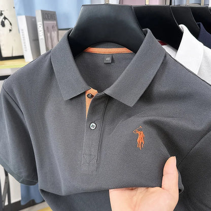 100% cotton luxury men's short sleeve polo shirt high-end brand fashion pony embroidery new comfort summer trend Paul T-shirt