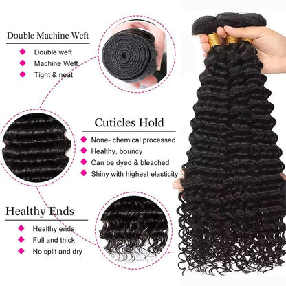 Burmese Human Hair Bundles Deep Wave Raw 3 4 Bundles 28 30 Inch Virgin Remy Curly Hair Extension For Women Sew In Quick Weave