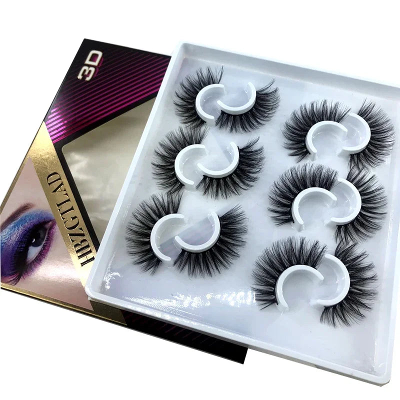 New 6 pairs 10-25mm fake Eyelashes 100% Mink Eyelashes Mink Lashes Natural Dramatic Volume Eyelashes Extension False Eyelashes
