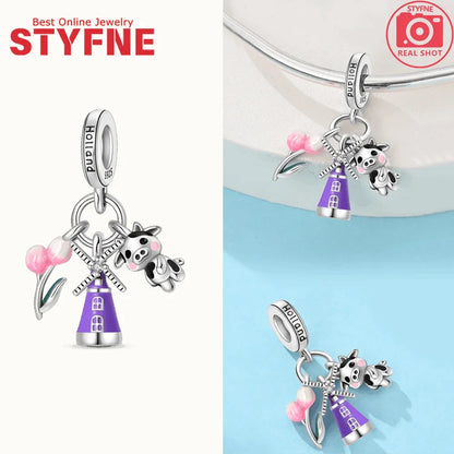 New 925 Silver Charms Greek Temple Paris Tower London Big Ben Beads Pendant Fit Original Bracelet DIY Cultural Fine Jewelry Gift