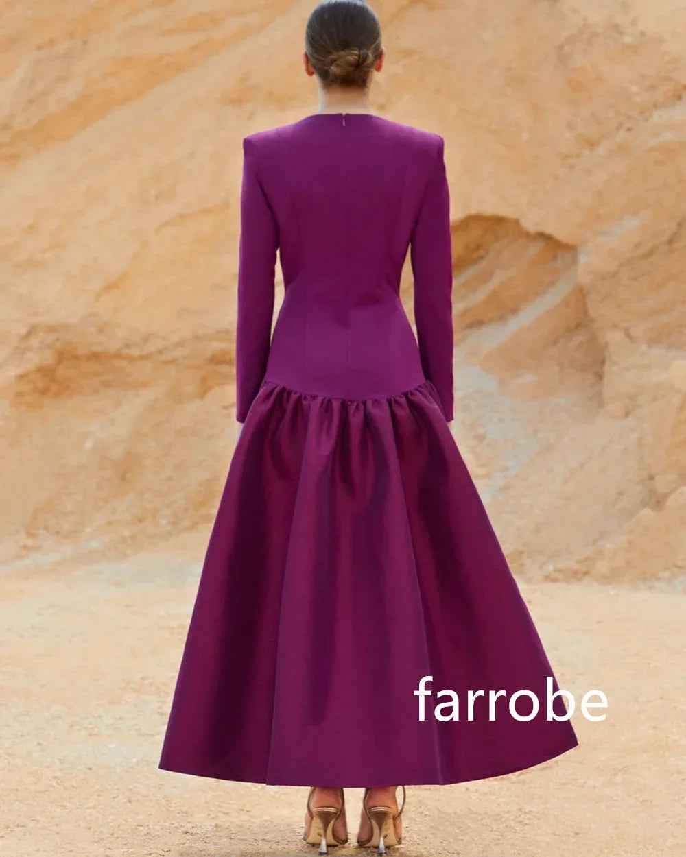 Customized High Quality Jersey Pleat A-line O-Neck Midi Dresses Prom Dresses Classic Exquisite Modern Style Pastrol Unisex Chine