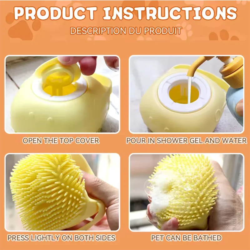 New pet bath massage brush bathroom multifunctional dog cat soft safety silicone pet bath accessories dog cat tools