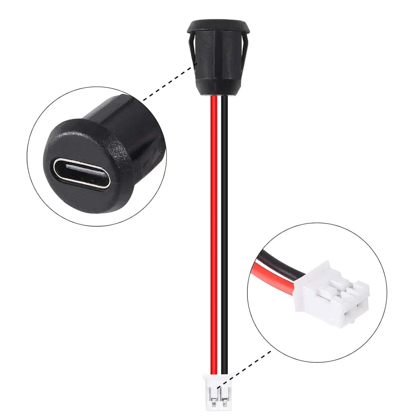 10/20PCS Type-C Female 2P Direct Crimp USB Female Chassis C Connector Jack Female Charging Port Waterproof with Card Buckle