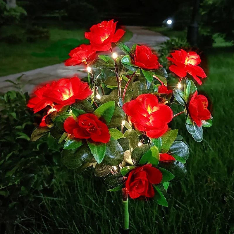 LED Azalea Solar Lamp, Waterproof Ground Plug Flower Light for Lawn Courtyard Garden Wedding Birthday Festival