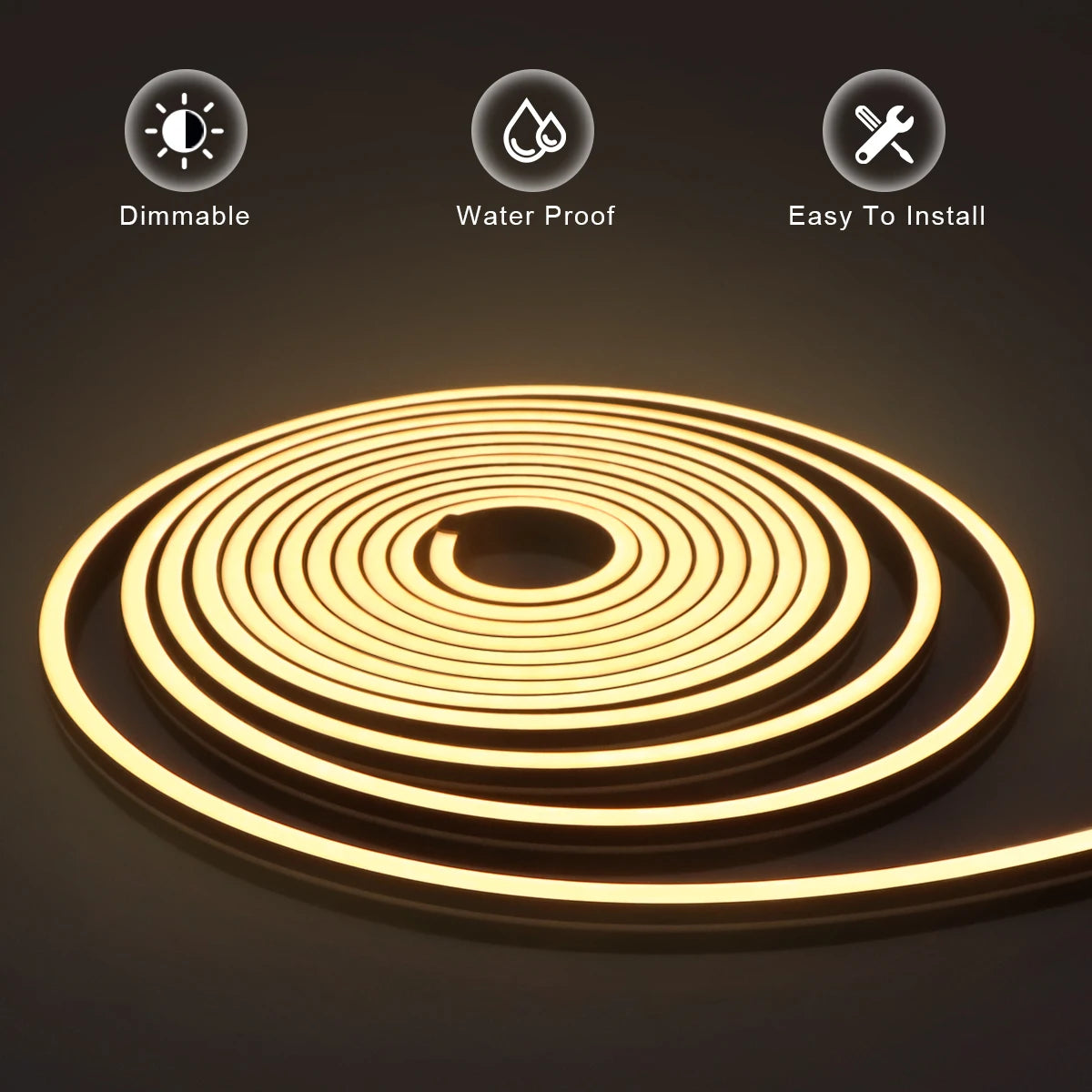 1 Roll Flexible LED Neon Strip 6MMx12MM Soft Black Silica Gel Tube Led Strip Lights Waterproof DC24V Not Include Power 1m - 5m