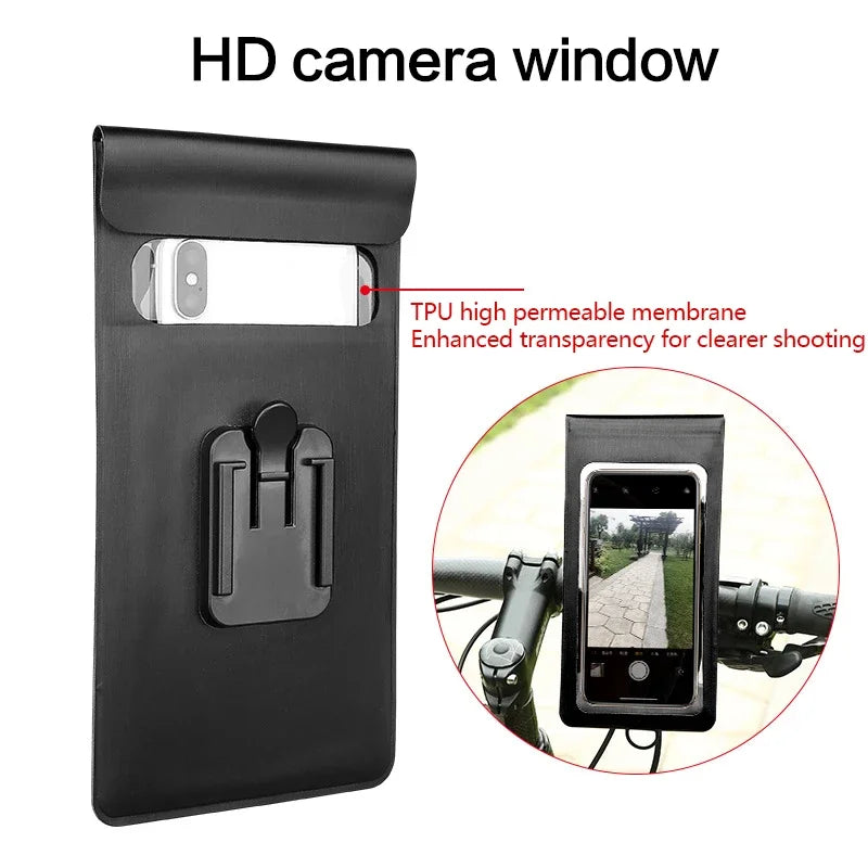 Bicycle Motorcycle Holder Waterproof TPU Touch Screen Cell Phone Rental Handle Installation for 6.5 inch Smartphone Bike Mount