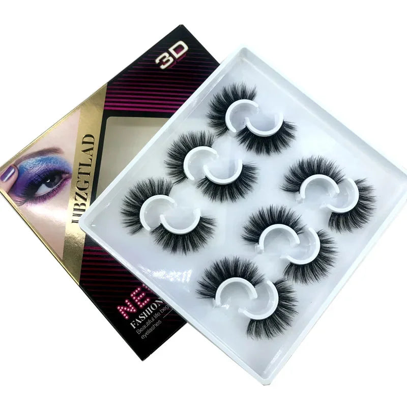 New 6 pairs 10-25mm fake Eyelashes 100% Mink Eyelashes Mink Lashes Natural Dramatic Volume Eyelashes Extension False Eyelashes