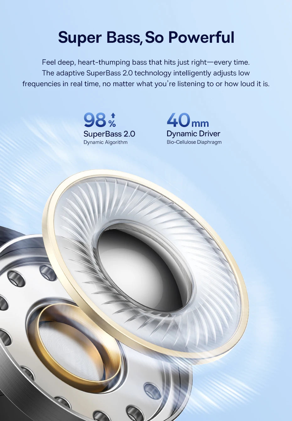 Baseus Bass EH10 NC Wireless Headphones Bluetooth 6.0 Noise Canceling 45dB Over Ear HeadsetSpatial Audio Earphone 80H Time