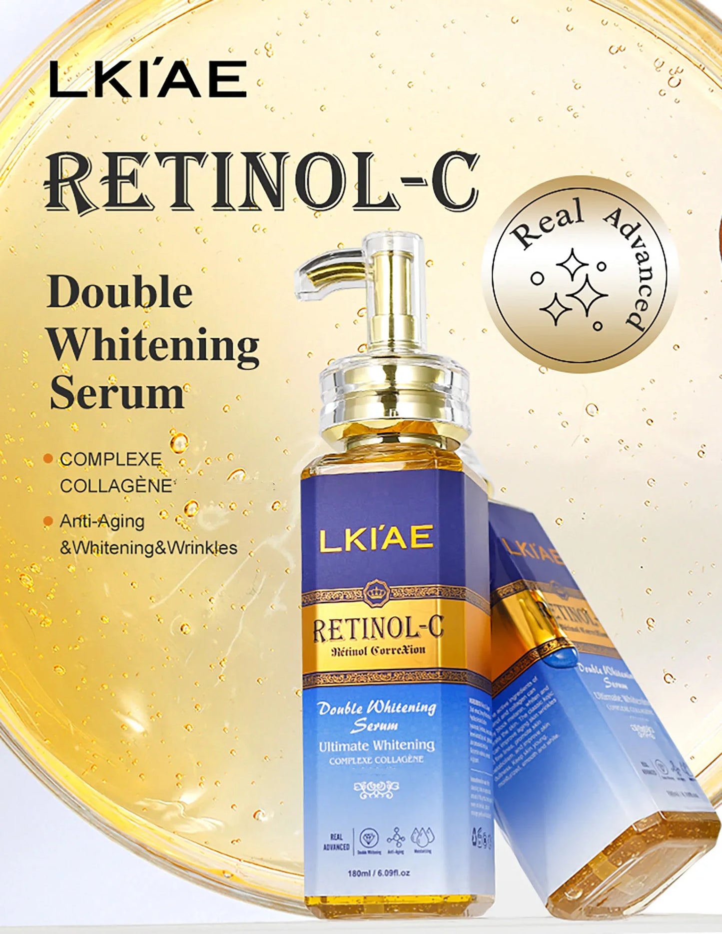 LKIAE Retinol Double Whitening Kit, Remove Wrinkles, Black Spots, Melanin, Moisturizing, Hydrate, Suitable for All Skin Types