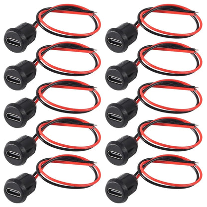 10/20PCS Type-C Female 2P Direct Crimp USB Female Chassis C Connector Jack Female Charging Port Waterproof with Card Buckle