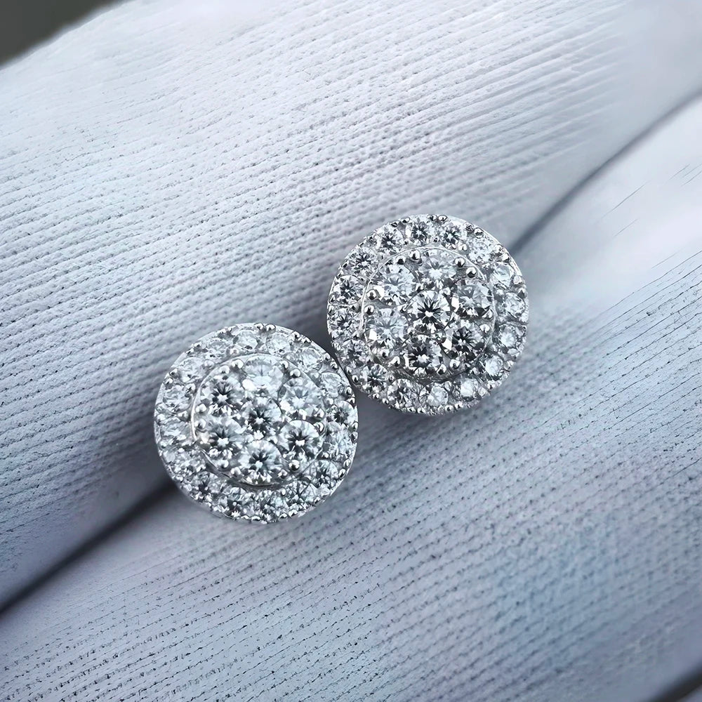 BXINY GRA Certified Full Moissanite Earrings 100% S925 Silver 18K Gold Plated Round Ear Studs for Women Men Hiphop Gifts Jewelry