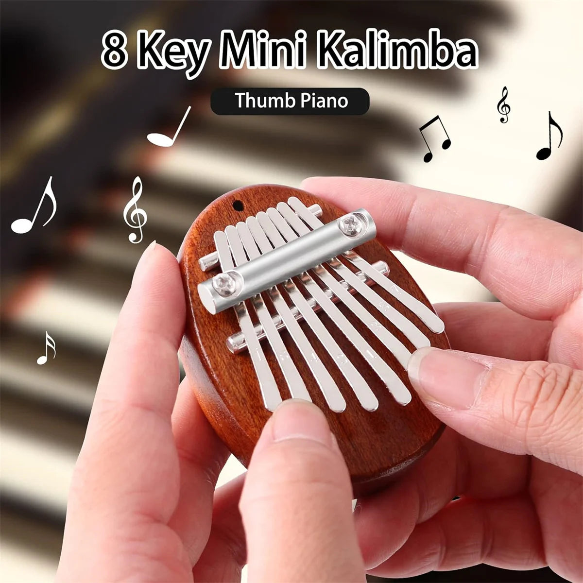 Mini Kalimba 8 Key Thumb Piano Water Drop Style - Portable Cute Musical Instrument for Kids & Adults - Perfect Exquisite Gift