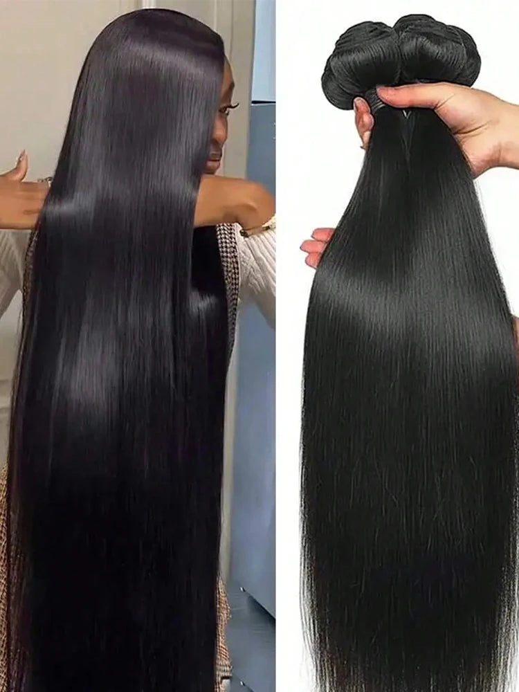 26 28 30 32 Inch 15A Human Hair Bundles Straight Bundles Human Hair Unprocessed Brazilian Virgin Hair Straight 3/4 Bundles Unit