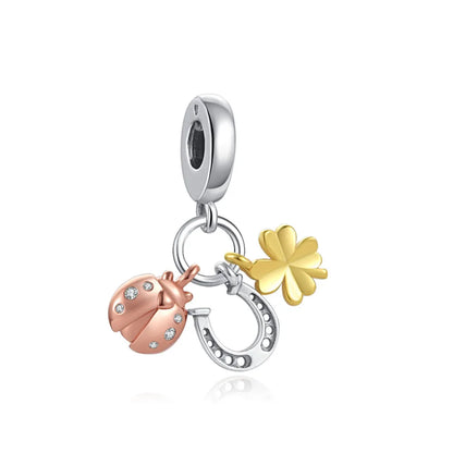 Rose Gold Fine Plated Pink Clip Dasiy Butterfly Dragonfly DIY Charms Fit Original Sterling Silver 925 Bracelet For Women Jewelry
