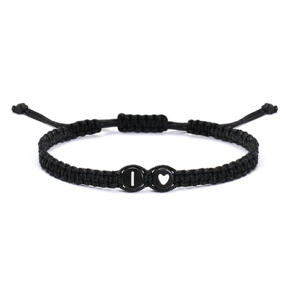 26 Letters Initial Heart Bracelets Handmade Adjustable A-Z Name Braided Bracelets For Women Men Friendship Jewelry