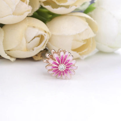 Rose Gold Fine Plated Pink Clip Dasiy Butterfly Dragonfly DIY Charms Fit Original Sterling Silver 925 Bracelet For Women Jewelry