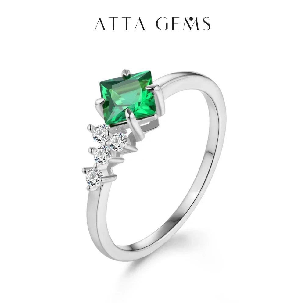 ATTAGEMS 925 Sterling Silver 18K Gold Plated Emerald Engagement Ring Wedding Bands Fine Jewelry Wholesale Drop Shipping