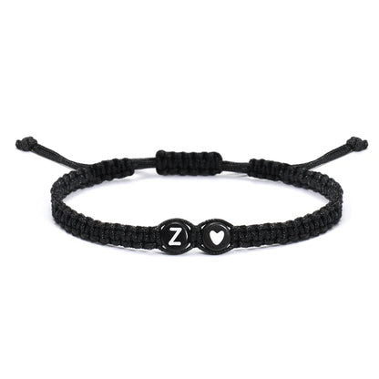 26 Letters Initial Heart Bracelets Handmade Adjustable A-Z Name Braided Bracelets For Women Men Friendship Jewelry