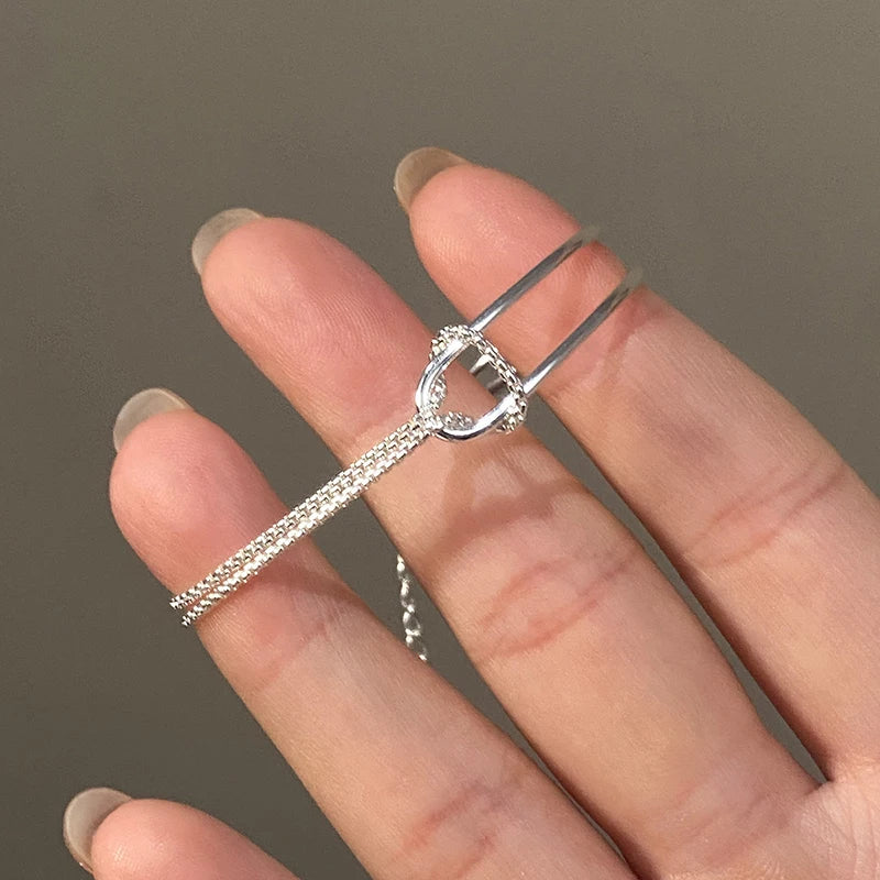 INZATT Real 925 Sterling Silver Asymmetric Double Layer Chain Bracelet for Women Hiphop Fine Jewelry Minimalist Accessories