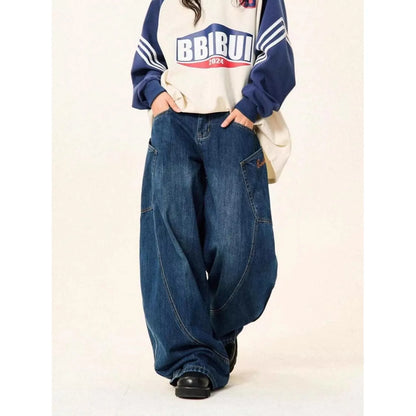 Men's Baggy Jeans Unisex Y2K Trendy Casual Wide Leg Denim Pants High Street Oversize Trousers American Style Streetwear Fashion