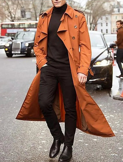 2026 New Men's Longline Trench Coat City Travel & Smart Casual