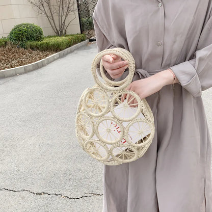 Large Capacity Straw Woven Handbag Handwoven Hollow Women Shoulder Bag Travel Vacation Summer Beach Bag Top Handle Bags