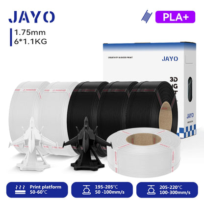 JAYO Refill PETG/PLA+ Filament 1.75mm Refill 3D Printer Filament, Suitable for Bambu Lab Filament & JAYO Reusable spools 6Rolls