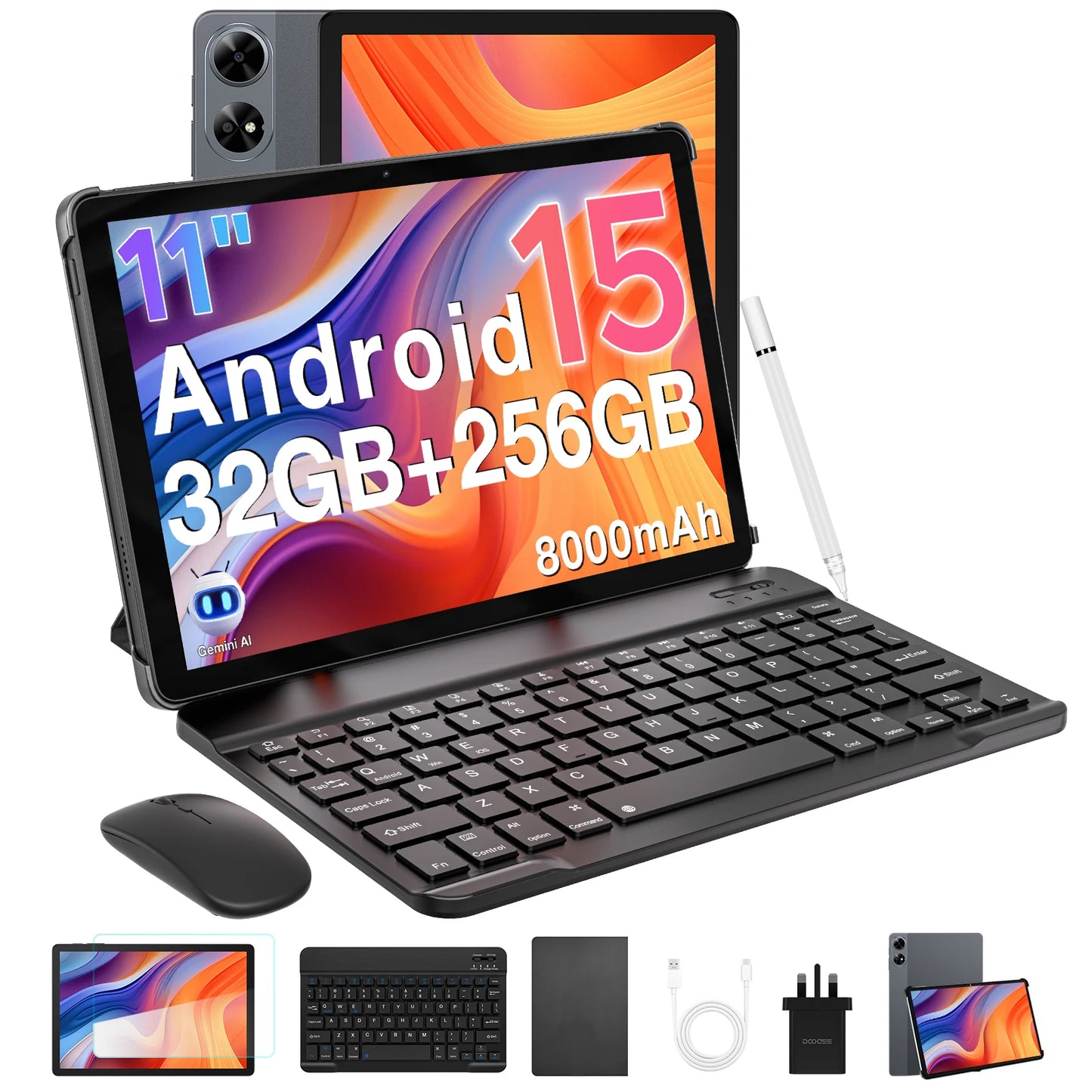 【Brand+】Doogee Tab G6+ 2 in 1 Tablet Pc Android 15 Gemini Ai Dual Speakers 8000Mah Battery 32Gb(8+24) Ram 256Gb Rom L1 4g Lte