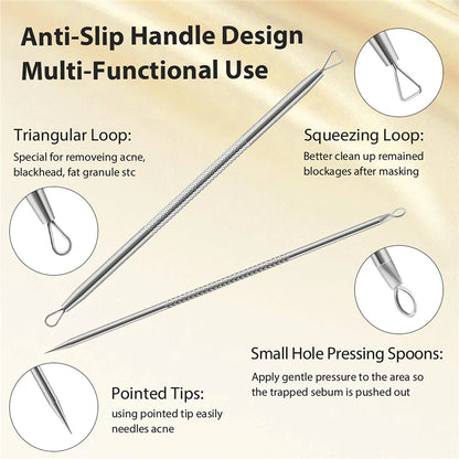 Acne Blackhead Remover Needle Tools Set  Blackhead Tweezer Pimple Extractor Stainless Steel Blackspot Removal Skin Care Tool