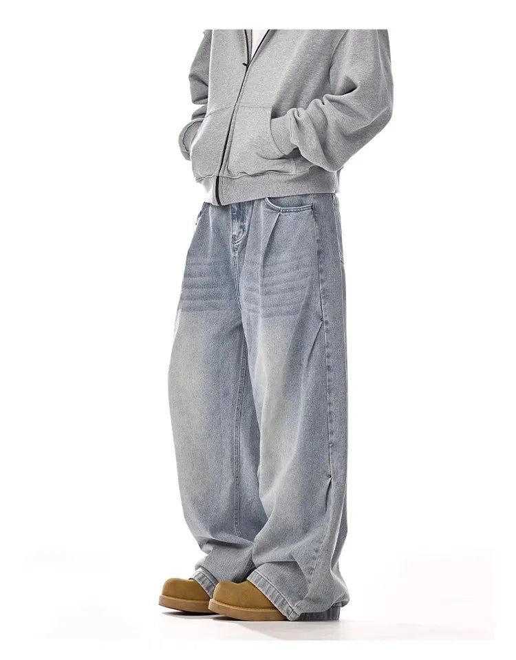 Men's Baggy Jeans Unisex Y2K Trendy Casual Wide Leg Denim Pants High Street Oversize Trousers American Style Streetwear Fashion
