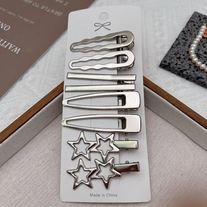 Sliver Metal Hair Clips Women Girls Y2K Duckbill Hairpin Personality Bangs Side Headwear Barrettes Hairclip Styling Accessories