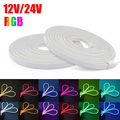 5V 12V 24V RGB LED Neon Strip Neon Sign Waterproof Flex Silicone Tube Light 3535 108LEDs/m with 4pin Plug Decor 0.5m 1m 2m 5m