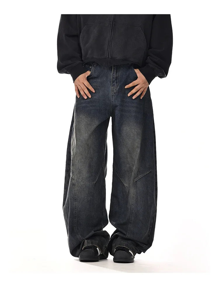 Men's Baggy Jeans Unisex Y2K Trendy Casual Wide Leg Denim Pants High Street Oversize Trousers American Style Streetwear Fashion
