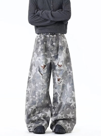 Men's Baggy Jeans Unisex Y2K Trendy Casual Wide Leg Denim Pants High Street Oversize Trousers American Style Streetwear Fashion