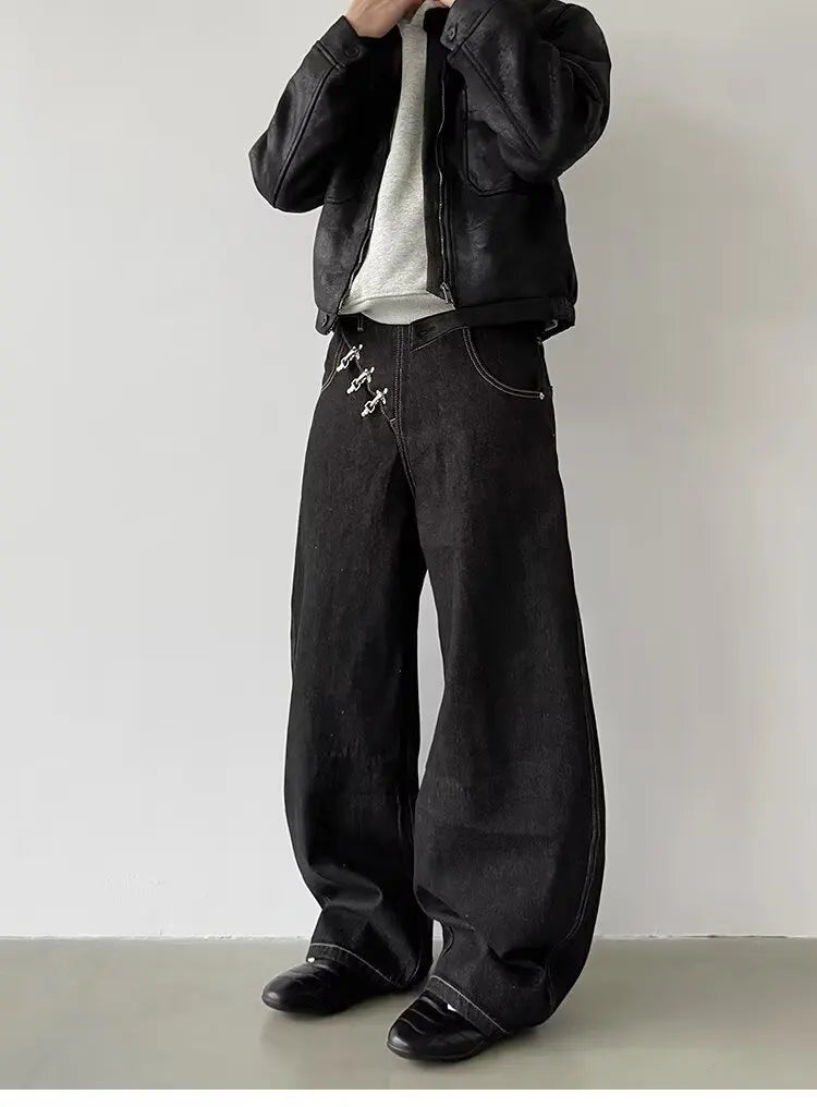 Men's Baggy Jeans Unisex Y2K Trendy Casual Wide Leg Denim Pants High Street Oversize Trousers American Style Streetwear Fashion